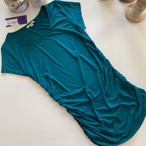 NWT Teal Ruched Short Sleeve Top / Tunic